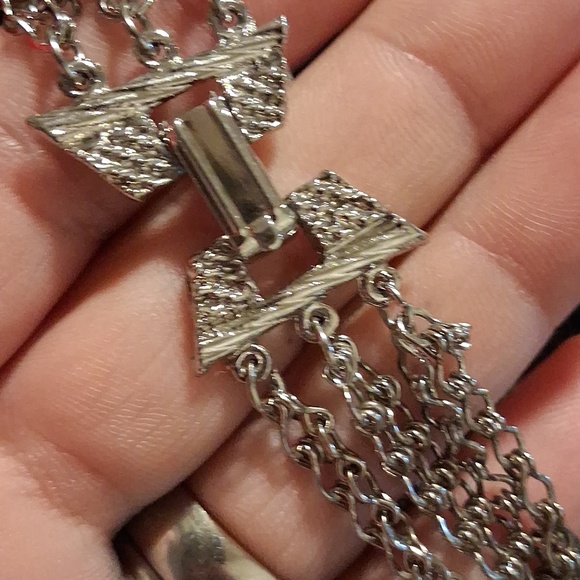 Elegant Vintage Silver Multi-Strand Necklace 22 In. L - Picture 3 of 8